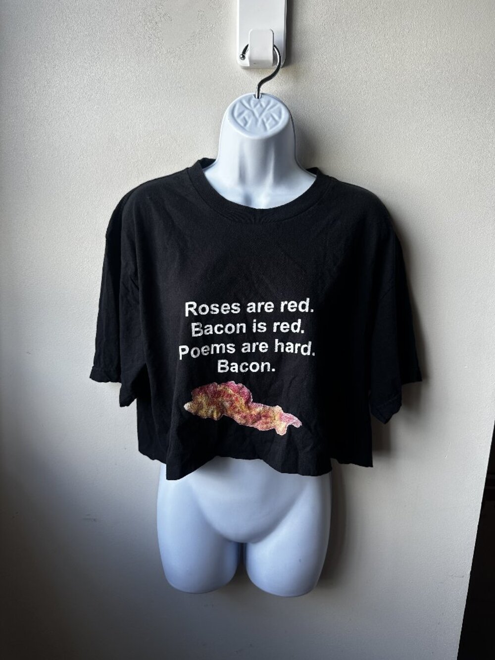 American Apparel Black Bacon Poem Graphic T Shirt Crew Neck Cotton USA Made XL